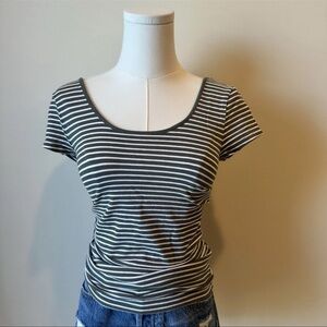 GAP Green and White Striped Short Sleeve Tee